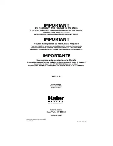 Haier HSE01WNA User Manual first page preview