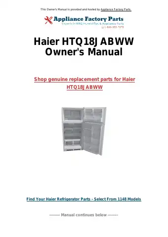 Haier HTE18WAAWW Service Manual first page preview