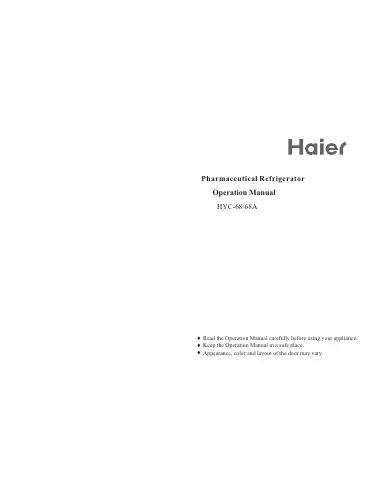 Haier HYC-68 Operation Manual first page preview