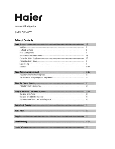 Haier PBFS21EDAE-U User Manual first page preview