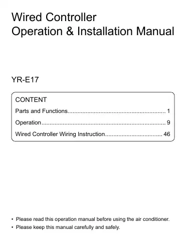 Haier YR-E17 Operation & Installation Manual first page preview