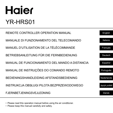 Haier YR-HRS01 Operation Manual first page preview