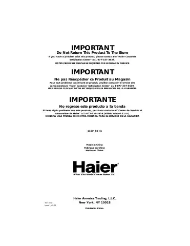 Haier TST1000 User Manual first page preview