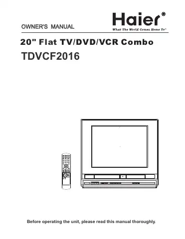 Haier TDVCF2016 Owner's Manual first page preview