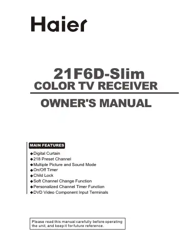 Haier 21F6D Owner's Manual first page preview