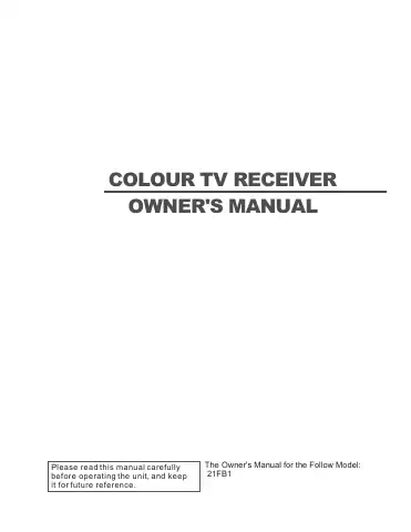 Haier 21FB1 Owner's Manual first page preview