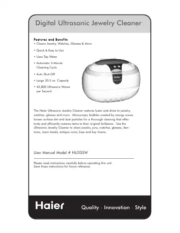 Haier HU335W Instructions Manual first page preview
