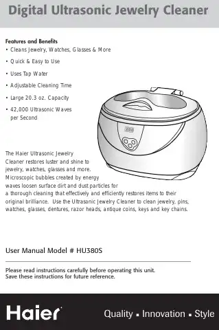 Haier HU380S User Manual first page preview