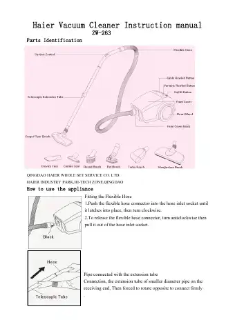 Haier ZW-263 Instruction Manual first page preview