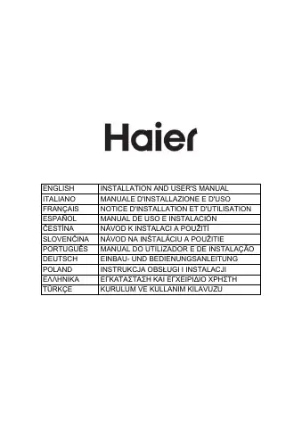 Haier HADG9CS46B Installation And User Manual first page preview