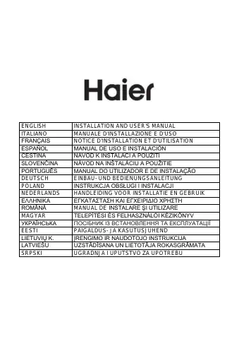 Haier HATS6CBS4BWIFI Installation And User Manual first page preview