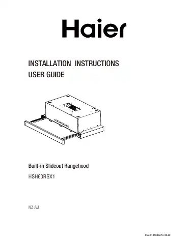 Haier HSH60RSX1 Installation Instructions & User Manual first page preview
