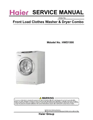 Haier HWD1500 Service Manual first page preview