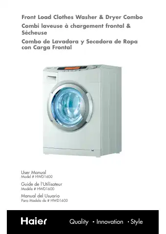 Haier HWD1600 User Manual first page preview
