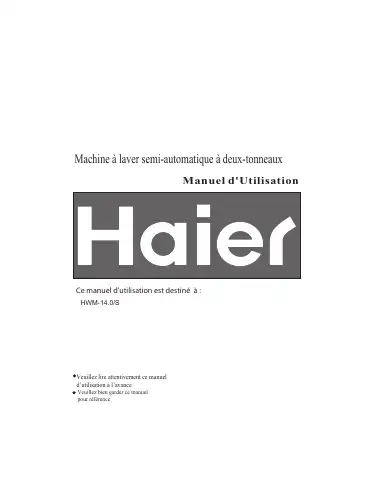 Haier HWM-14.0 Manuel D'utilisation first page preview