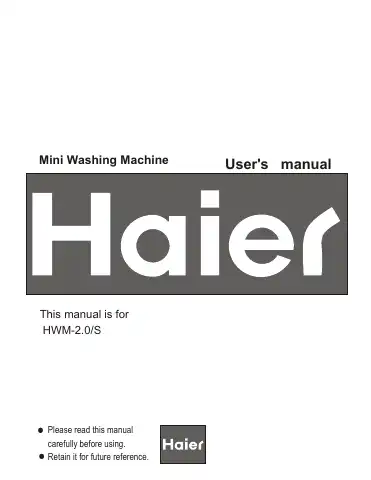 Haier HWM-2.0/S User Manual first page preview