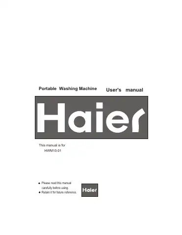 Haier HWM10-01 User Manual first page preview