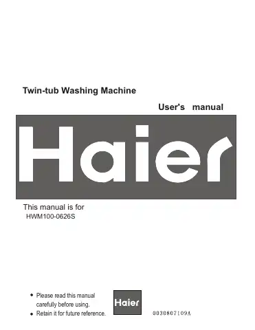 Haier HWM100-0626S User Manual first page preview