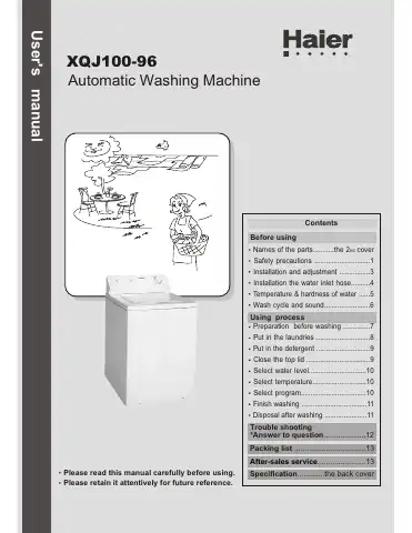 Haier HWM100-198 User Manual first page preview
