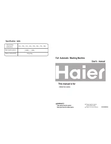 Haier HWM100-828A User Manual first page preview
