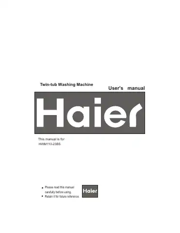 Haier HWM110-23BS User Manual first page preview