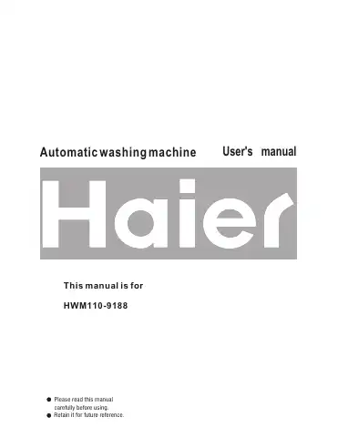 Haier HWM110-9188 User Manual first page preview