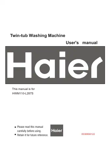 Haier HWM110-L287S User Manual first page preview