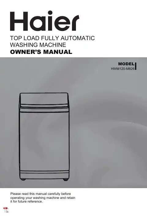 Haier HWM120-M826 Owner's Manual first page preview