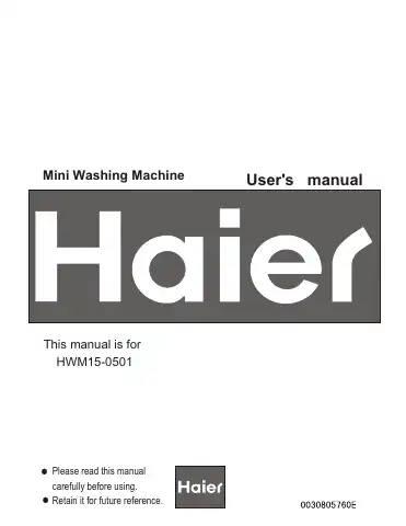 Haier HWM15-0501 User Manual first page preview