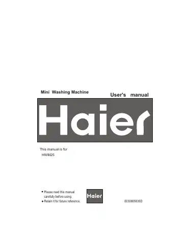 Haier HWM25 User Manual first page preview