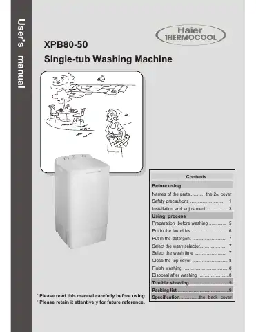 Haier XPB80-50 User Manual first page preview