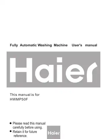Haier HWMP50F User Manual first page preview