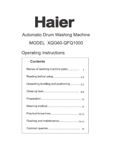 Haier QFQ100 Operating Instructions Manual first page preview