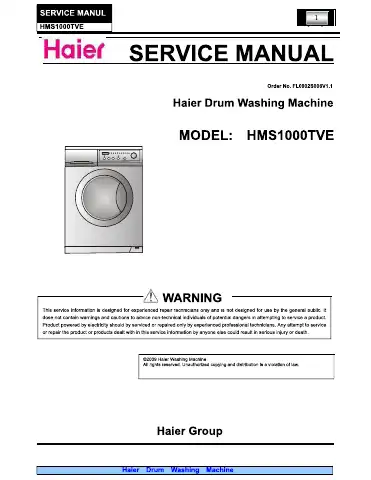Haier HMS1000TVE Service Manual first page preview