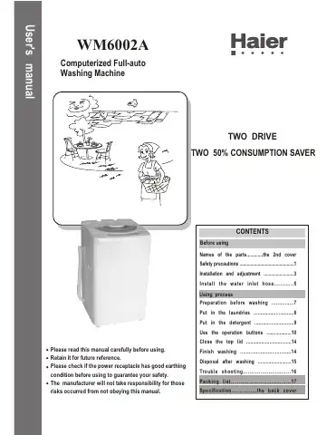 Haier WM6002A User Manual first page preview