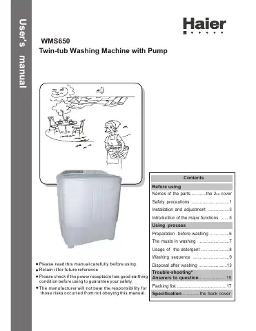 Haier WMS650 User Manual first page preview