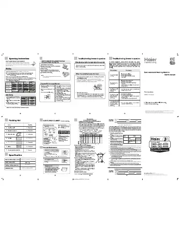 Haier XPB76-113 Series User Manual first page preview