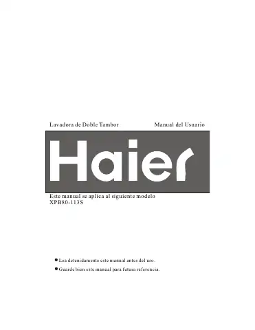 Haier XPB80-113S Manual Del Usuario first page preview