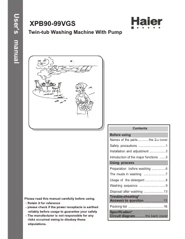 Haier XPB90-99VGS User Manual first page preview