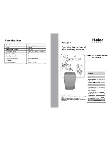 Haier XPM20-A Operating Instructions Manual first page preview