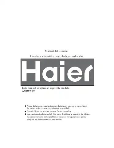 Haier XQB50-10 Manual Del Usuario first page preview