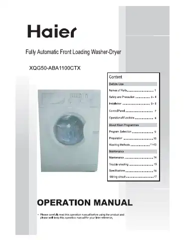 Haier XQG50-AB1100CTX Operation Manual first page preview
