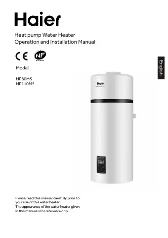 Haier HP80M5 Operation And Installation Manual first page preview