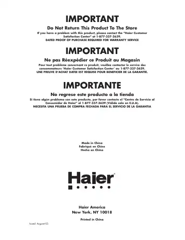 Haier HVR035 User Manual first page preview