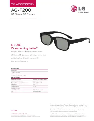 LG AG-F200 Specifications first page preview