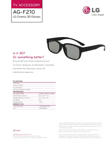 LG AG-F210 Specifications first page preview