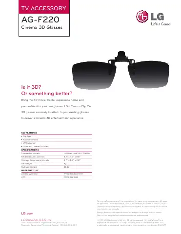 LG AG-F220 Specifications first page preview