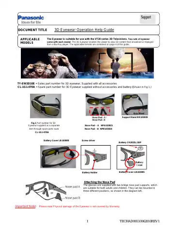 Panasonic CL-1G1-070A Help Manual first page preview