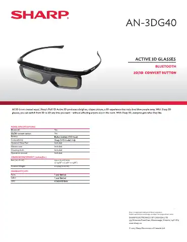 Sharp AN-3DG40 Specifications first page preview