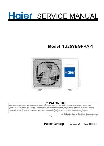 Haier 1U25YEGFRA-1 Service Manual first page preview
